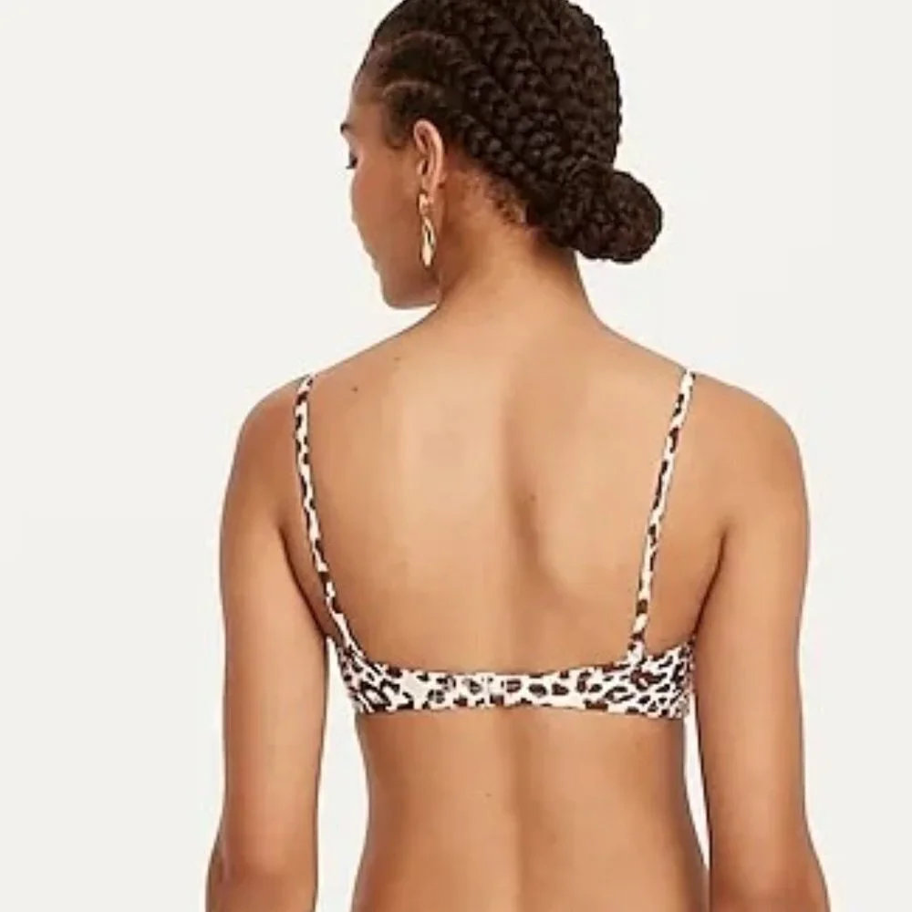 NWT J.Crew Knot Bandeau Leopard Print Bikini Top